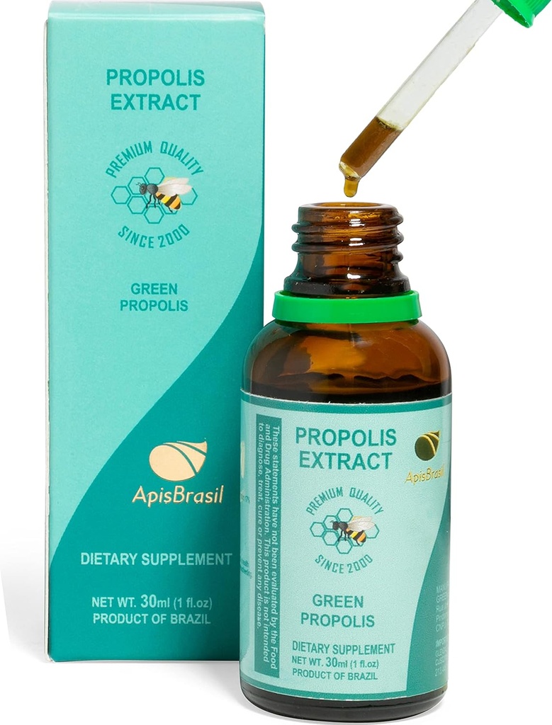 Extrait liquide de propolis d'abeille verte brésilienne (30ml) - Support naturel immunitaire - Antioxydant - Pack de 1