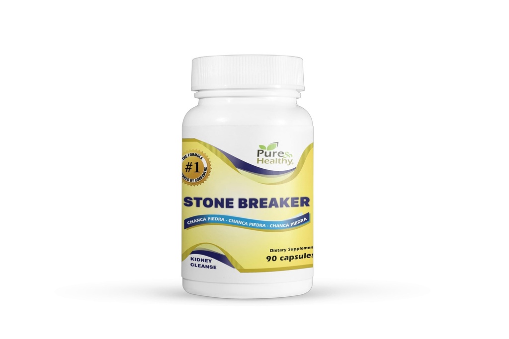 Pure & Healthy Stone Breaker Chanca Piedra Capsules - Herbal Supplement for Kidney, Liver & Gallbladder Support, Non-GMO, Vegan - 90 Count