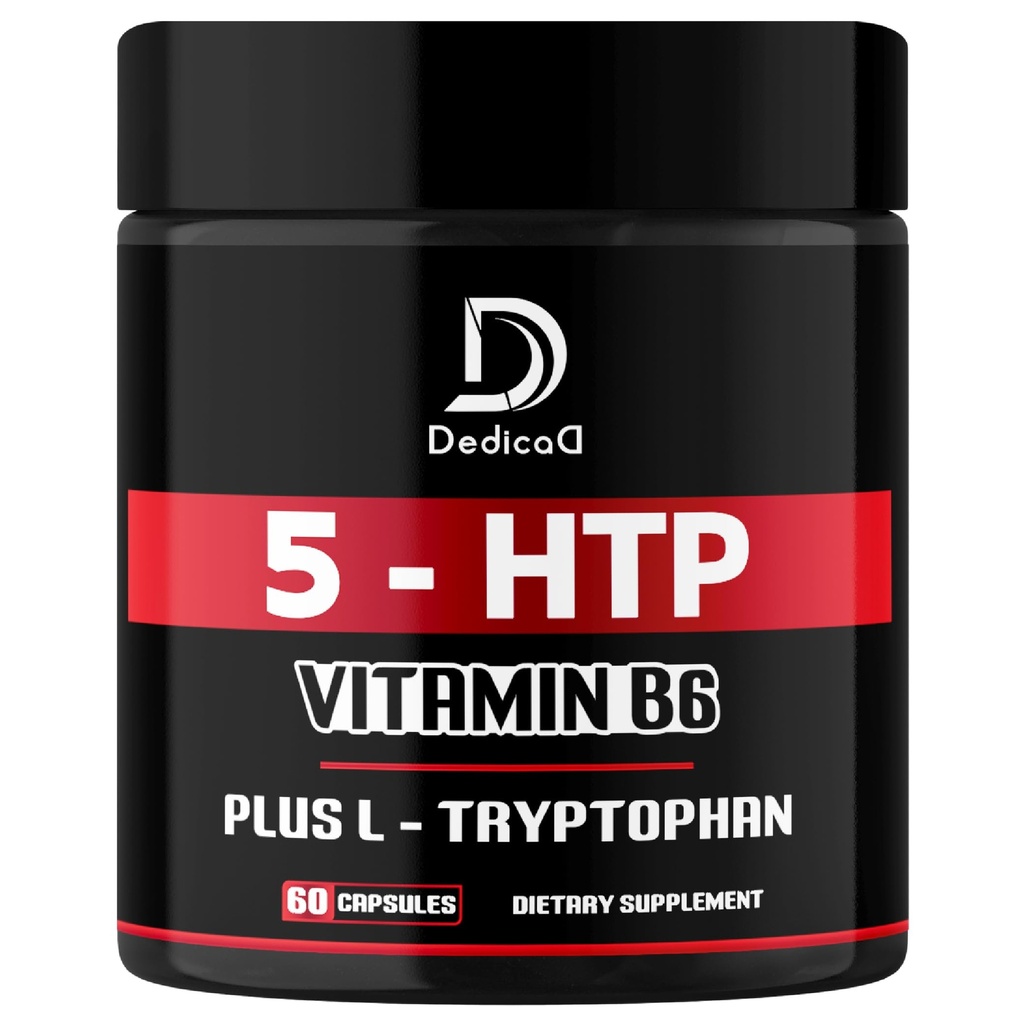 5 HTP Supplément 1010mg - 60 Capsules - 3in1 Combiné avec la vitamine B6, L-Tryptophane - Confortable humeur, santé cérébrale, gestion du corps et système immunitaire