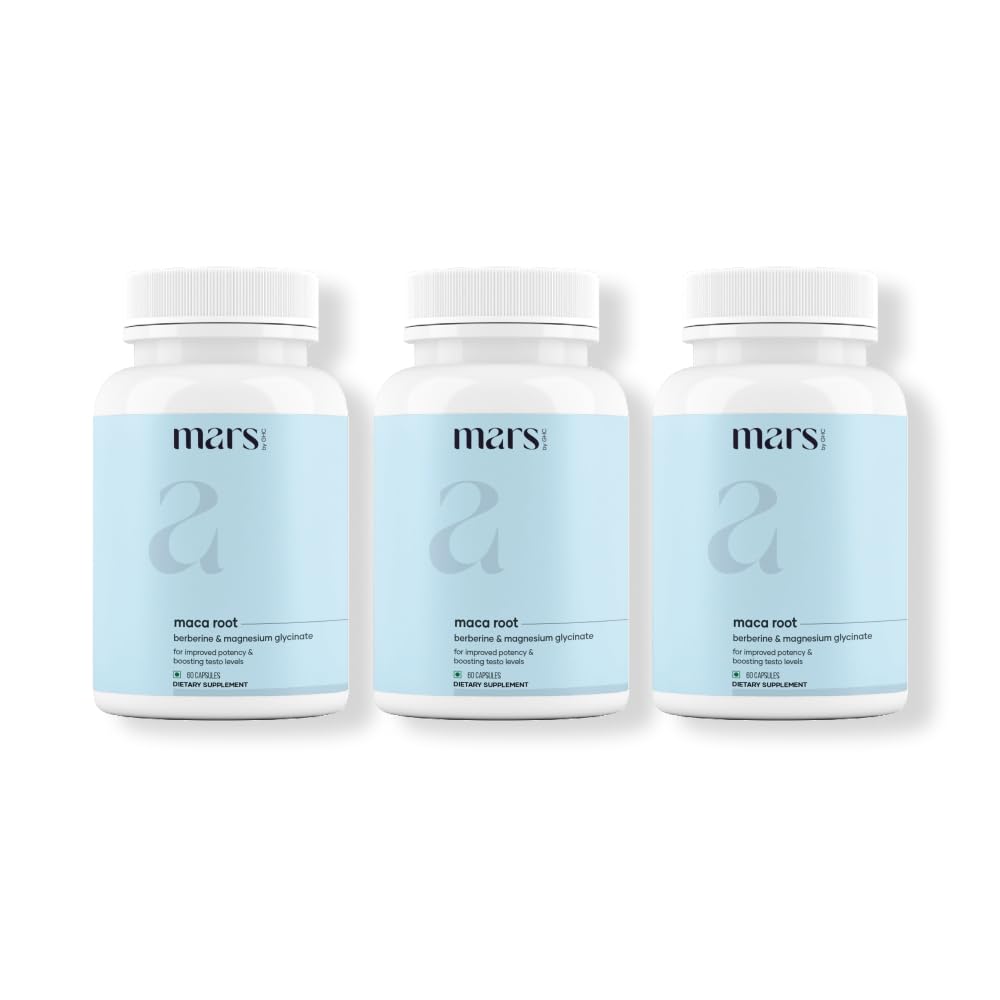 mars by GHC Maca Root Caps (Ginseng): Powered with Magnesium & Berberine - 60 Capsules | Overall Well Being | Good Health Company - Pack of 3