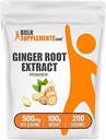 BulkSupplements.com Poudre d'extrait de racine de gingembre - Supplément de racine de gingembre - Supplément à base de plantes, sans gluten, 500mg par portion, 500g (1,1 lb) (paquet de 1)
