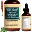 Wormwood Black Walnut Clove Liquid Drops for Gut Cleanse, 7-in-1 Herbal Supplement with Thyme Extract, High Absorption & Fast-Acting Digestive Support, 2oz (1pcs)