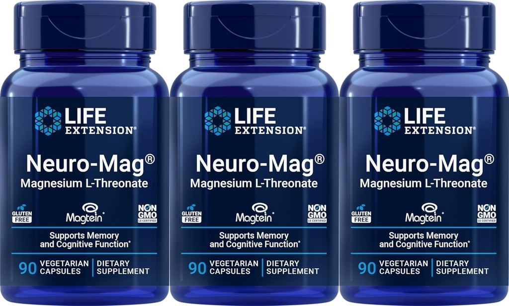 Life Extension Neuro-mag Magnesium L-threonate, 90 Count (Pack of 3)