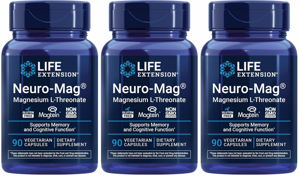 Prolongation de vie Neuro-mag Magnésium L-thréonate, 90 Nombre (paquet de 3)