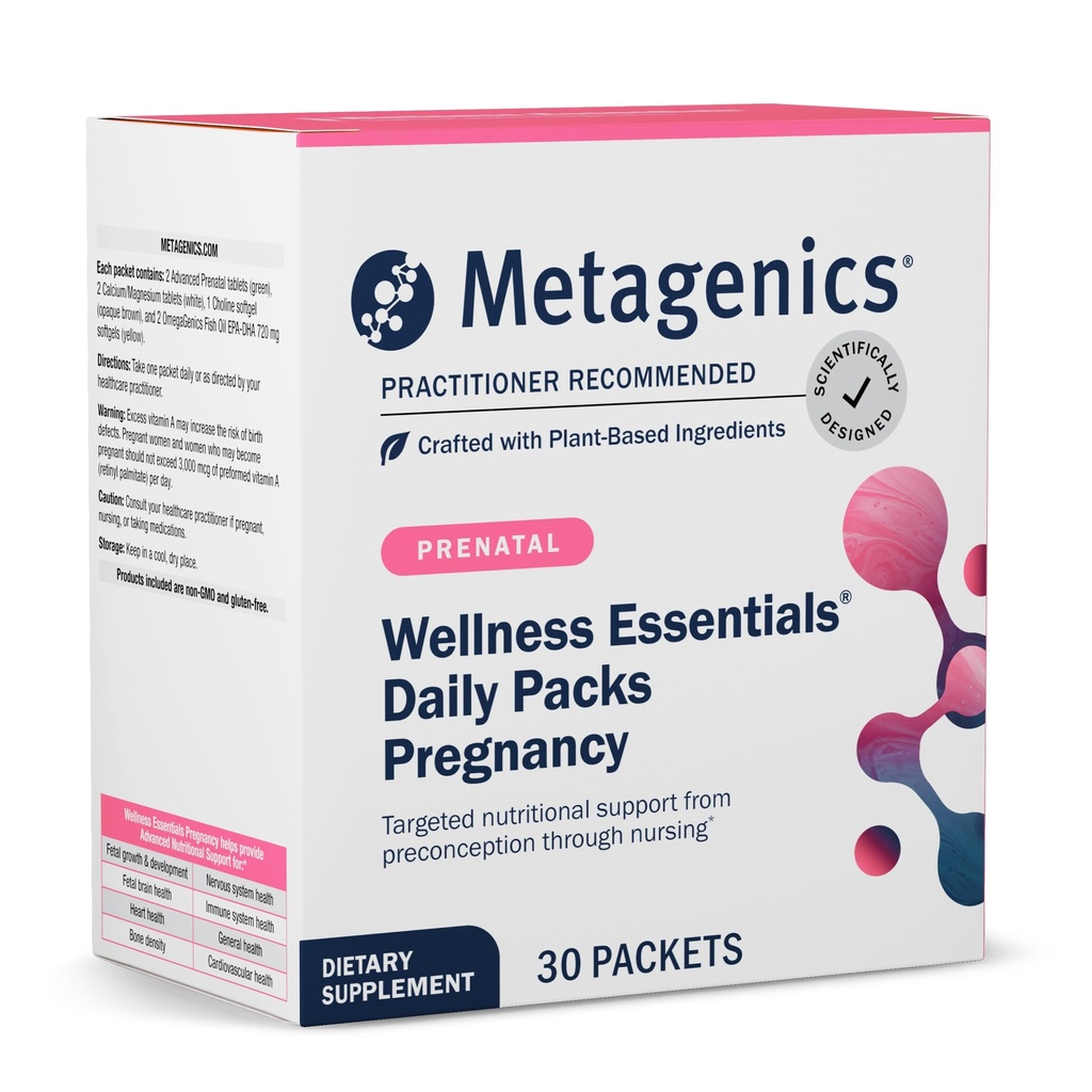 Métagène Bien-être Essentiels Grossesse Packs quotidiens - Aide prénatale, grossesse et soins infirmiers* - avec acides gras oméga-3 - Folate et antioxydants - Multivitamines pour femmes - 30 paquets