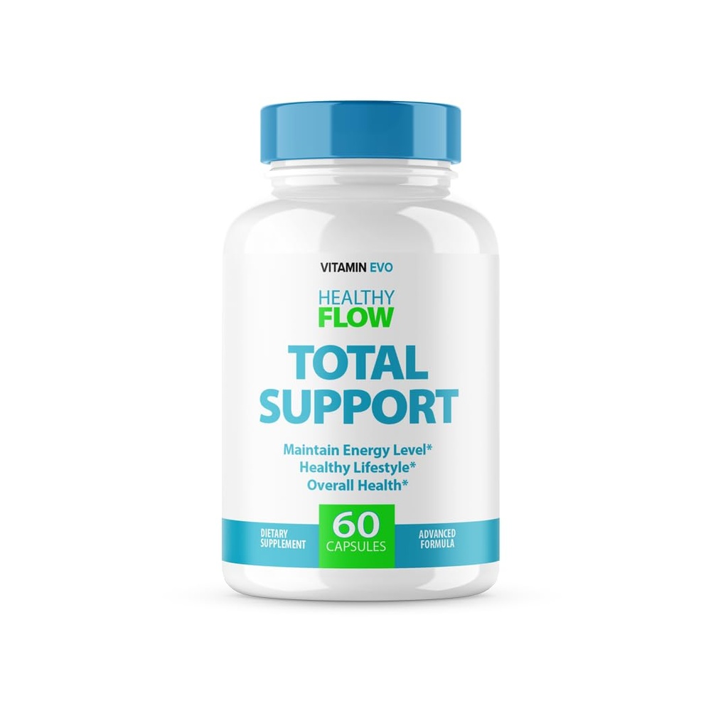 Healthy Flow Total Support Capsules, Official Healthy Flow Total Support Advanced Blood Formula Support Supplement Pills All Natural Supplement Capsule Premium Pills Health and Wellness (60 Capsules)