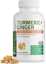 Bronson Turmeric + Ginger Extra Strength Joint Health & Digestion Support avec BioPerine, non-OGM, 60 Capsules végétariennes