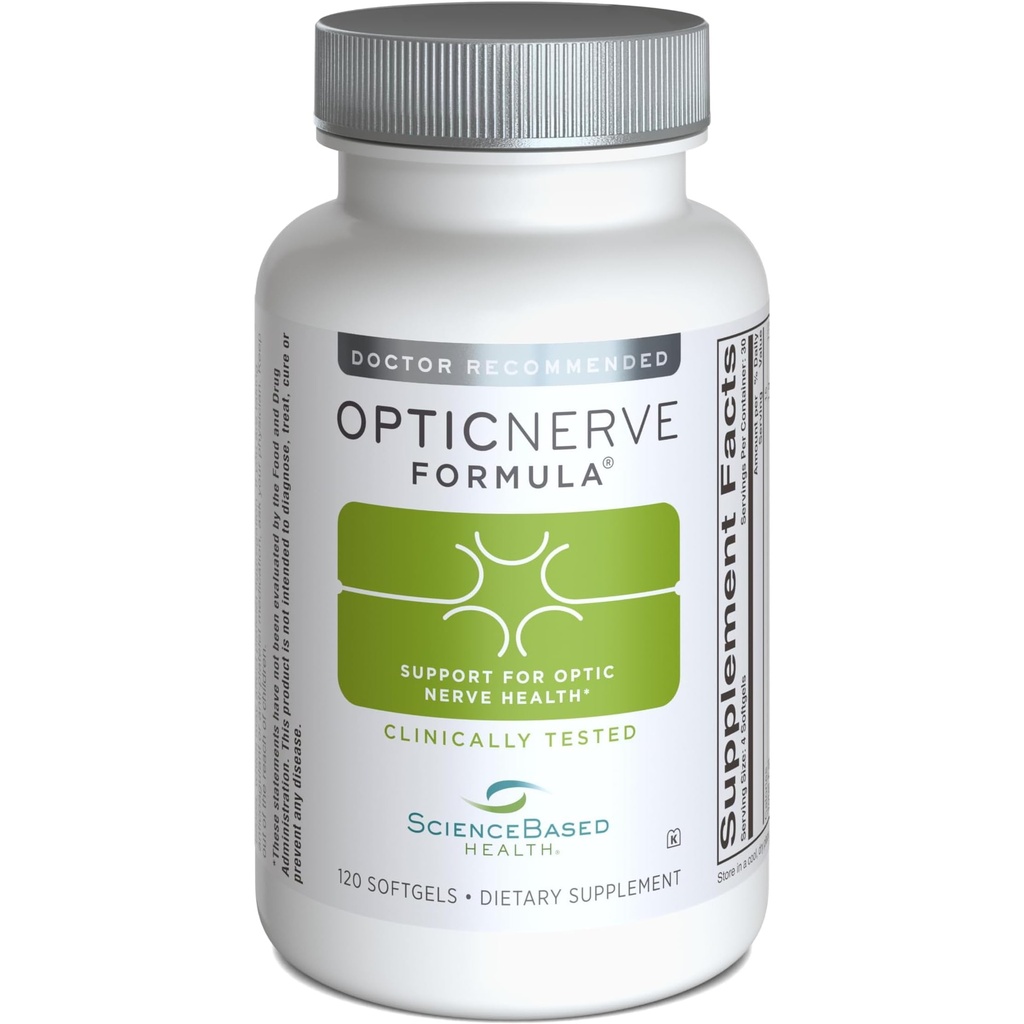 ScienceBased Health Optic Nerve Formula – Supplément oculaire testé cliniquement soutient la fonction nerveuse et la circulation oculaire – Oméga-3s, CoQ10, acide alpha lipoïque, vitamine B – 30 jours d'approvisionnement
