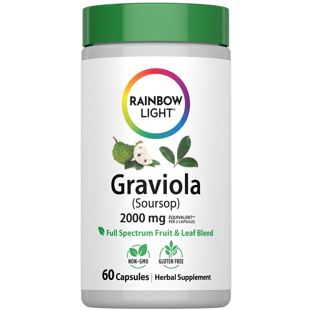 Rainbow Light Graviola Soursop | 60 Capsules | Full Spectrum Fruit & Leaf Blend | Non-GMO and Gluten Free Herbal Supplement