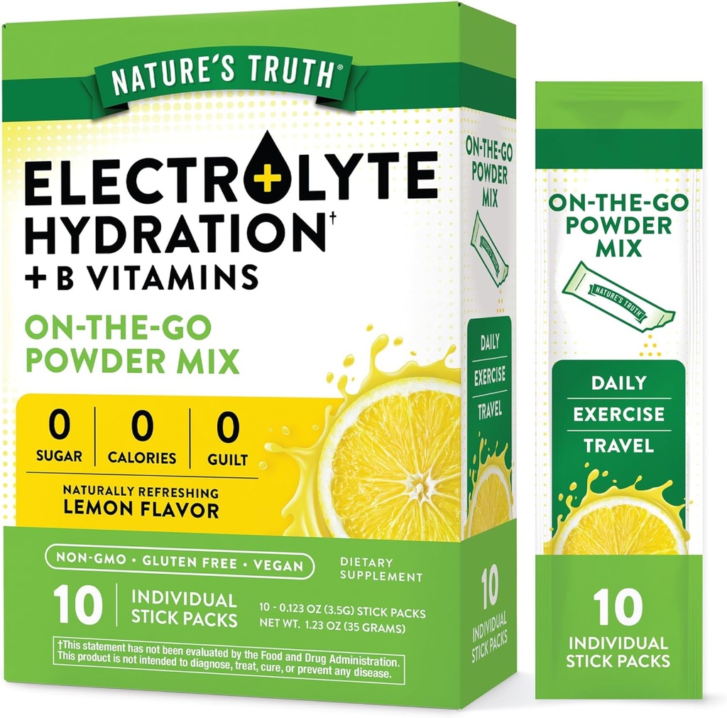 Nature's Truth Electrolyte Powder Packets (en poudre) 10 Pack (en poudre) Sans sucre