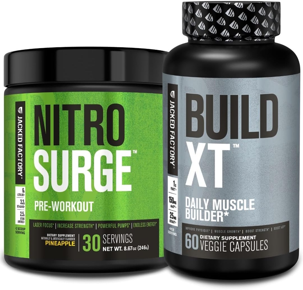 Avant l'entraînement de l'usine Jacked Nitrosurge dans l'ananas et construire XT Muscle Building Bundle pour les hommes et les femmes