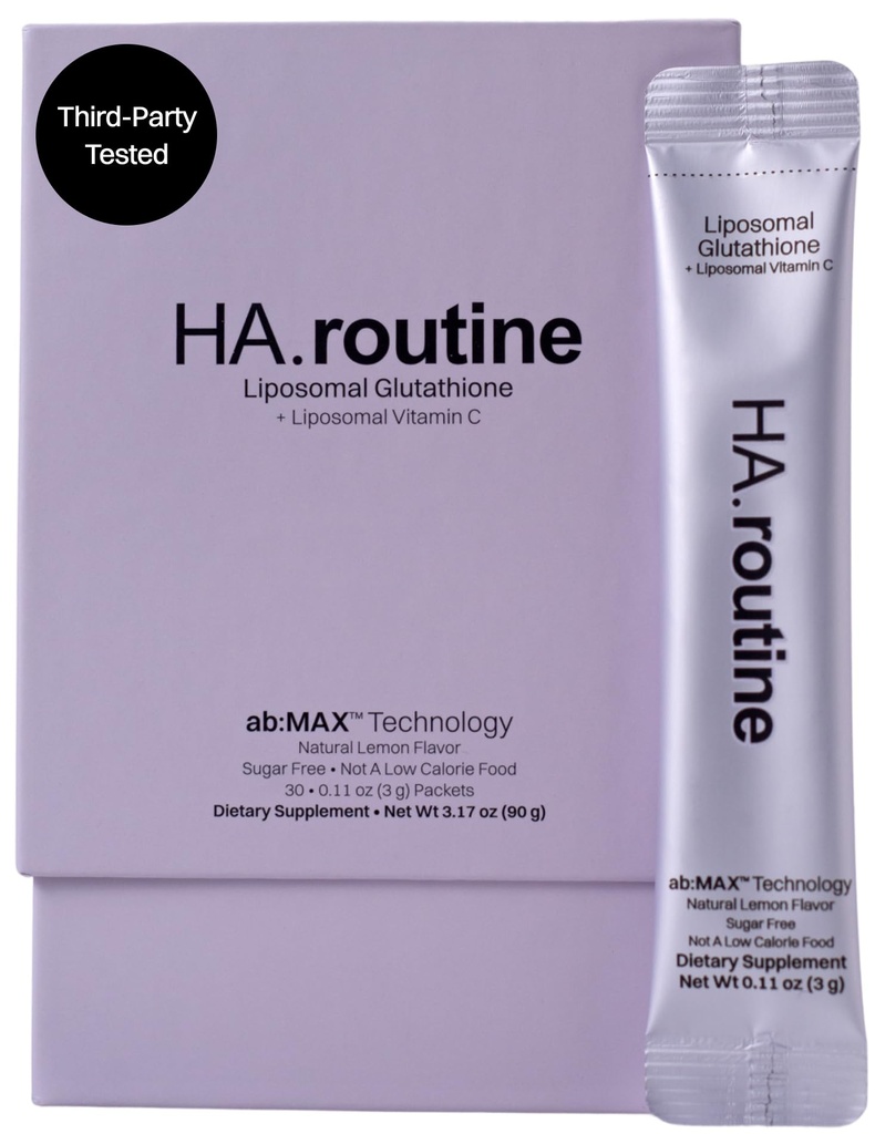 Poudre de glutathion liposomique, 125 mg de L-glutathion Packets sans sucre, 100 mg de vitamine C, puissant supplément antioxydant pour la peau, la beauté et le soutien de la désintoxication, 30 paquets - citron