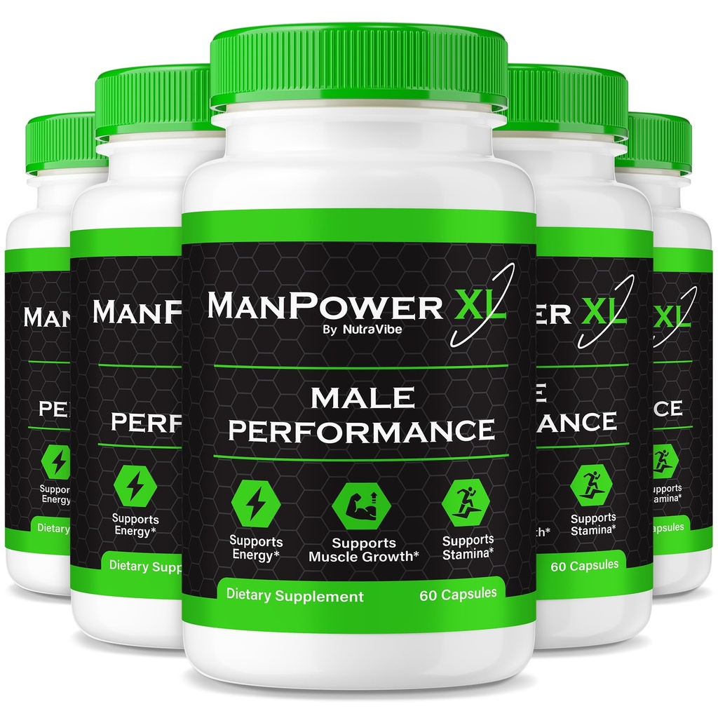 (5 Pack) ManPower XL Pills for Men, Original Man Power XL Formula with Premium, Natural Ingredients to Support Steady Energy, Performance and Stamina | Easy-to-Swallow Male Capsules (300 Capsules)