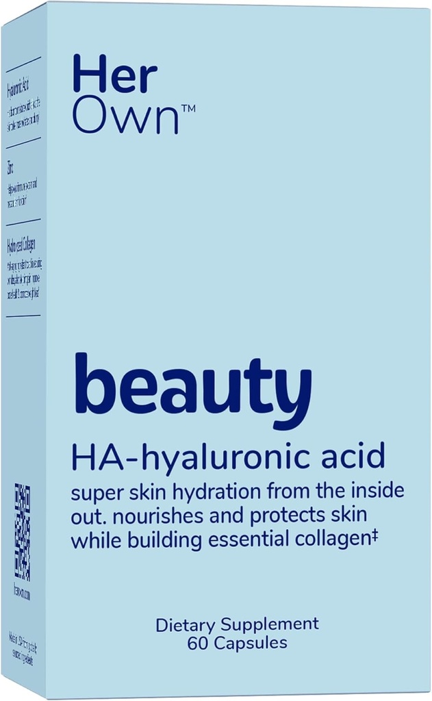 Sa propre beauté Capsules d'acide hyaluronique, hydratation de la peau, Nourrit et protège la peau, Collagène essentiel, acide hyaluronique, soutient belle peau, avec le zinc, le magnésium, la vitamine C, 60 comte