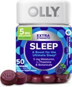 OLLY Extra Strength Sleep Gummy, 5 mg Melatonin, L-Theanine, Chamomile, Lemon Balm, Sleep Aid, BlackBerry - 50 Count (Pack of 12)
