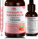 Potassium Magnesium Citrate Supplement,Magnesium Liquid Drops with Magnesium Glycinate 1000mg with Ashwagandha,Zinc,Support Clam & Support Immune System(Strawberry,2 FL.OZ.)