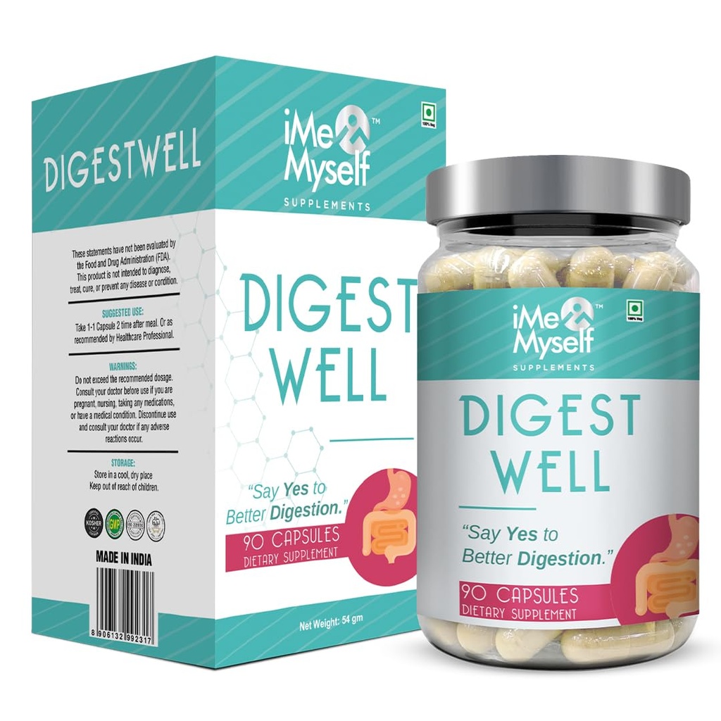 iMeMyself DigestWell Capsules 90 | Superior Digestive Enzyme Blend with Probiotics & Ancient Herbal Wisdom | Vegetarian Capsules for Complete Digestive Comfort