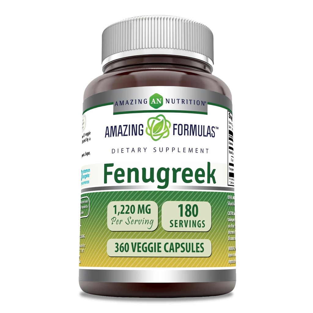 Amazing Formulas Fenugreek Seed Supplement | 610 Mg | 360 Veggie Capsules | Non-GMO | Gluten Free | Made in USA