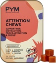 PYM Attention Chews Support for Procrastination, Focus & Productivity, 20 Count.