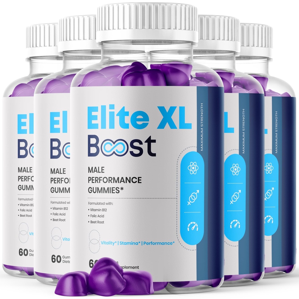 (5 Pack) Elite XL Boost Gummies, Elite XL Boost Gummies for Men with All Natural Ingredients, Advanced Maximum Strength Supplement Support Your Active Lifestyle Naturally with Vitamins (300 Gummies)
