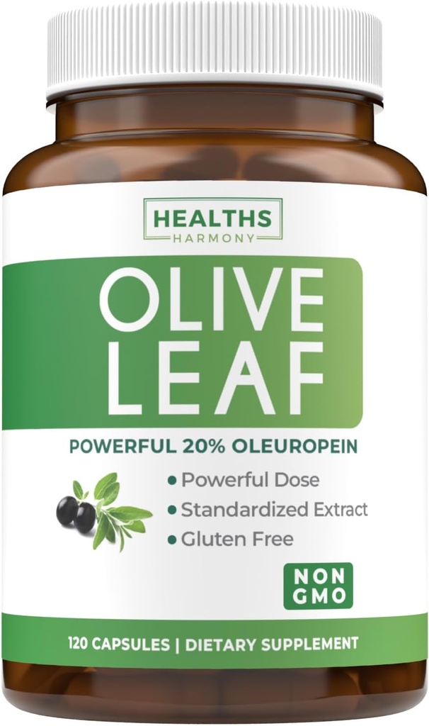 Super Strength Olive Leaf Extract Capsules - Vegan Non-GMO 750mg Olive Extract with 20% Oleuropein Antioxidant Supplement for Immunity Skin and Heart Health Support - Made in The USA (4 Month Supply)
