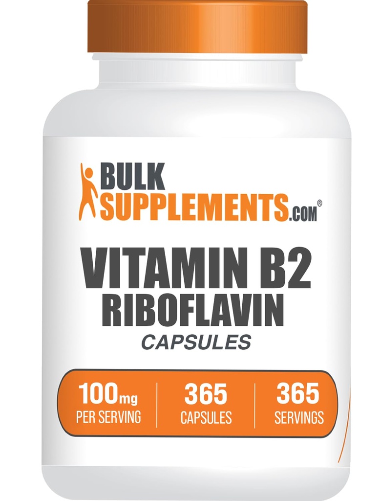 BulkSupplements.com Riboflavin Capsules - 100mg, 365 Count (Pack of 1)