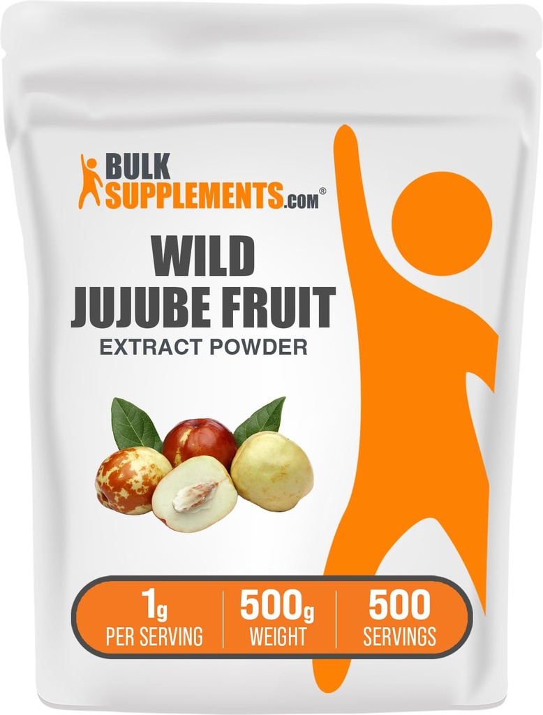 BulkSupplements.com Wild Jujube Extract Powder - Sourced from Jujube Fruit, Herbal Supplement - Gluten Free, 1g per Serving, 500g (1.1 lbs) (Pack of 1)