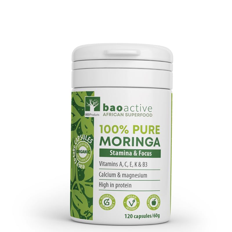 100% Pure Moringa 120 Capsules | Superfood Supplement | Direct from South Africa | USDA Organic Certified | Support Healthy Energy | Support Gut Health