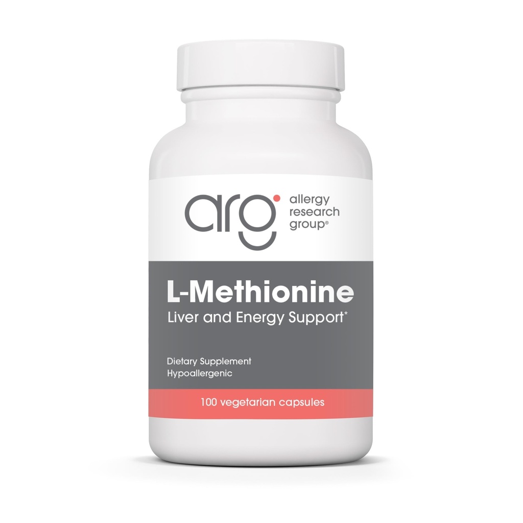 Allergy Research Group ARG L-Methionine - Essential Amino Acid Supplement - Liver Function & Energy Production Support - Free Form Amino Acid - Hypoallergenic - 100 Servings - 100 Capsules