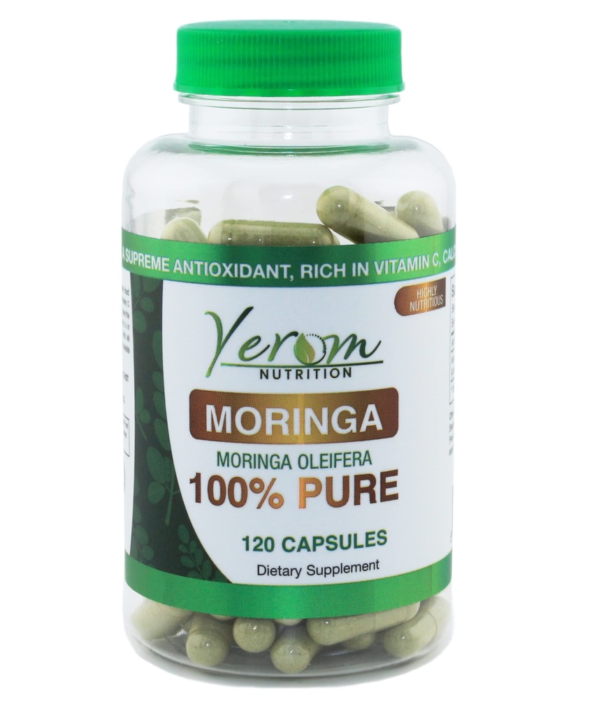 Pure Moringa Capsules - 800mg haute puissance, 100% naturel, supplément pour l'énergie, le soutien immunitaire et le boost antioxydant, 120 capsules