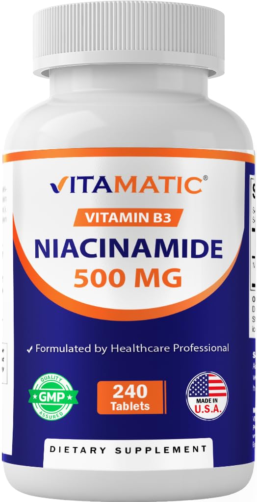 Niacinamide Vitamatique 500 mg 240 Comprimés - Sans flush vitamine B3 - soutient la production d'énergie