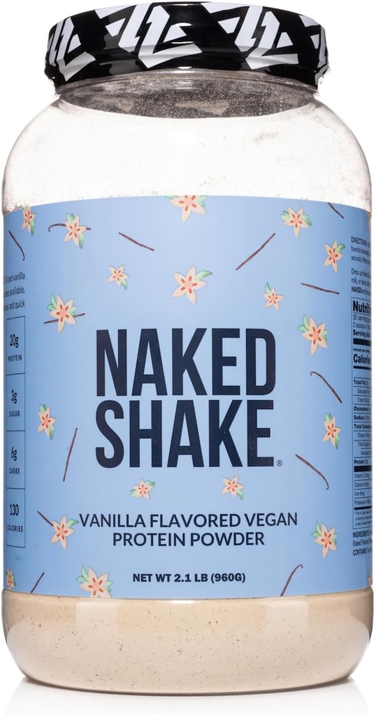 Naked Shake - Poudre de protéines de vanille - Secouez les protéines à base de plantes avec l'huile de Mct, sans gluten, sans soja, sans gmos ou édulcorants artificiels - 30 portions