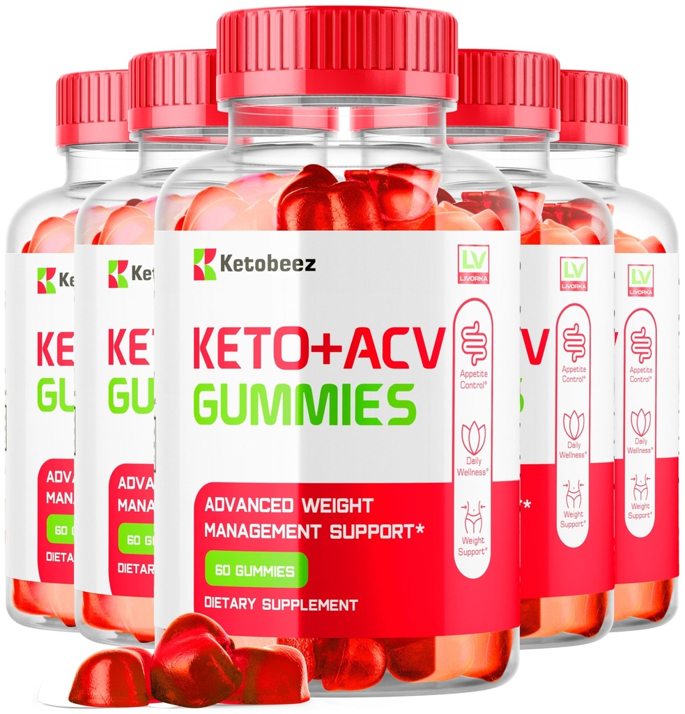 5 Pack - Ketobeez ACV Gummies, Ketobeez AVC Gummies, Ketobeez Plus Keto, Keto Beez, Ketobeez Keto AVC Gummy 1050MG, 60 Gummies Per Bottle for 150 Days