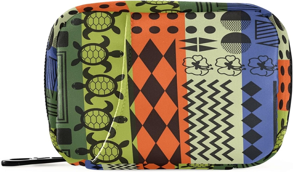 Pilule de tortue Aloha rayée Boîte à pilules de 7 jours Pillet de voyage Sac organisateur avec zipper Portable hebdomadaire Case Taille compacte pour support de supplément de vitamine