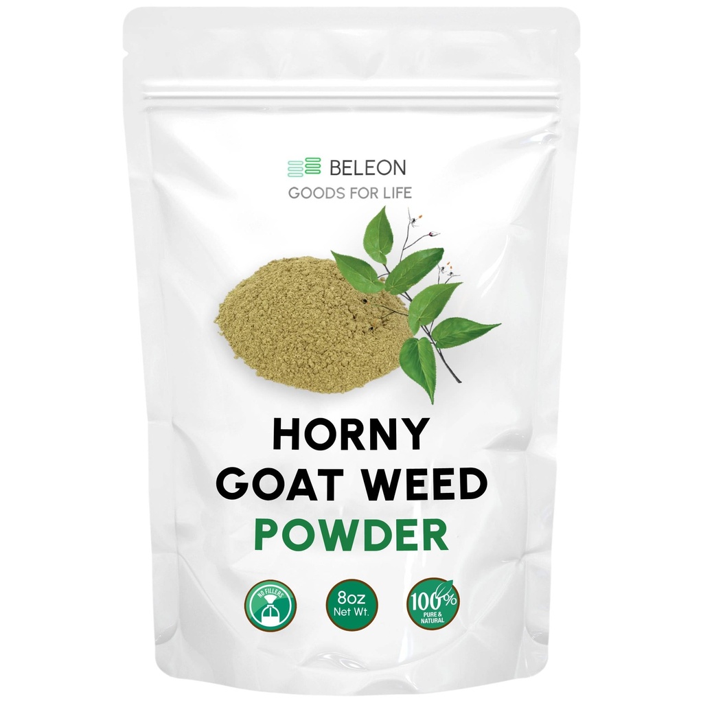 Poudre d'herbe de chèvre en chaleur 8 oz - Poudre d'épimedium pur pour les hommes et les femmes, support du système d'énergie et d'immuno-support