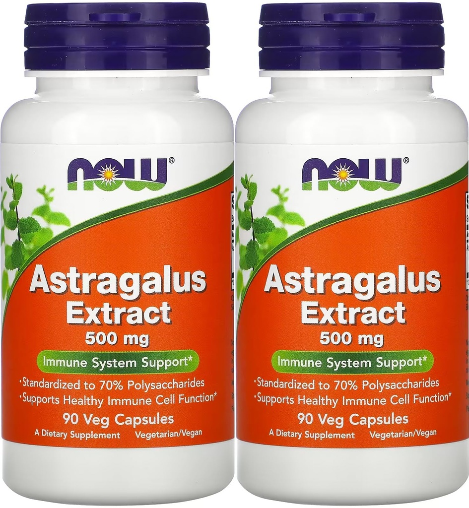 NOW Foods Astragalus 70% Extractract 500mg, Veg-Capsules, 90-Count (Pack of 2)