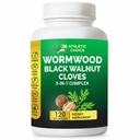 Wormwood Black Walnut Clove Complex, 3-in-1 Formula with Sweet Wormwood Extract, 120 Veggie Capsules, Non-GMO & Gluten-Free Herbal Supplement for Adults
