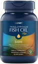GNC Triple Strength Fish Oil Plus Joint Omega 3, 1000mg EPA et DHA, Heart Health, Plus rapide 5 jours confort, cerveau, peau et yeux, antioxydants et extraits botaniques, contrôle Burps de poisson, 30 portions