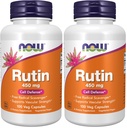NOW Foods Supplements, Rutin (Sophora Japonica) 450 mg, Free Radical Scavenger*, Cell Defense*, 100 Veg Capsules, (Pack of 2)