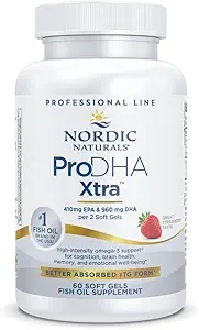 Nordic Naturals ProDHA 1000, Fraise - 60 gels mous - 1660 mg Oméga-3 - Formule DHA haute intensité pour la santé neurologique, l'humeur et la mémoire - Non-OGM - 30 portions