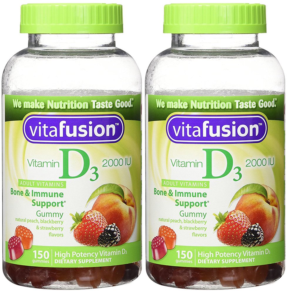 Vitamin D3 Gummy Vitamins, Assorted Flavors, 150 Count (2 Bottles)