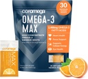 Coromega MAX 2400mg Omega-3 Fish Oil + Vitamin D Squeeze Packets, Wild-Caught, No Fishy Taste - 3X Better Absorption Than Softgels, Supports Brain & Heart Health (30 Servings, Citrus Burst)