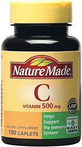 Nature faite vitamine C 500 mg Caplets, pour le soutien immunitaire, sans gluten 100 Compte (paquet de 3)