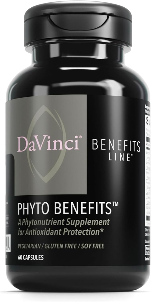 DAVINCI Labs Phyto Benefits - Soutient la santé cardiaque, cérébrale et immunitaire, la production GLP-1 et plus avec Curcumine, Quercetin, Thé vert et plus* - Végétarien, sans gluten, sans soja - 60 capsules