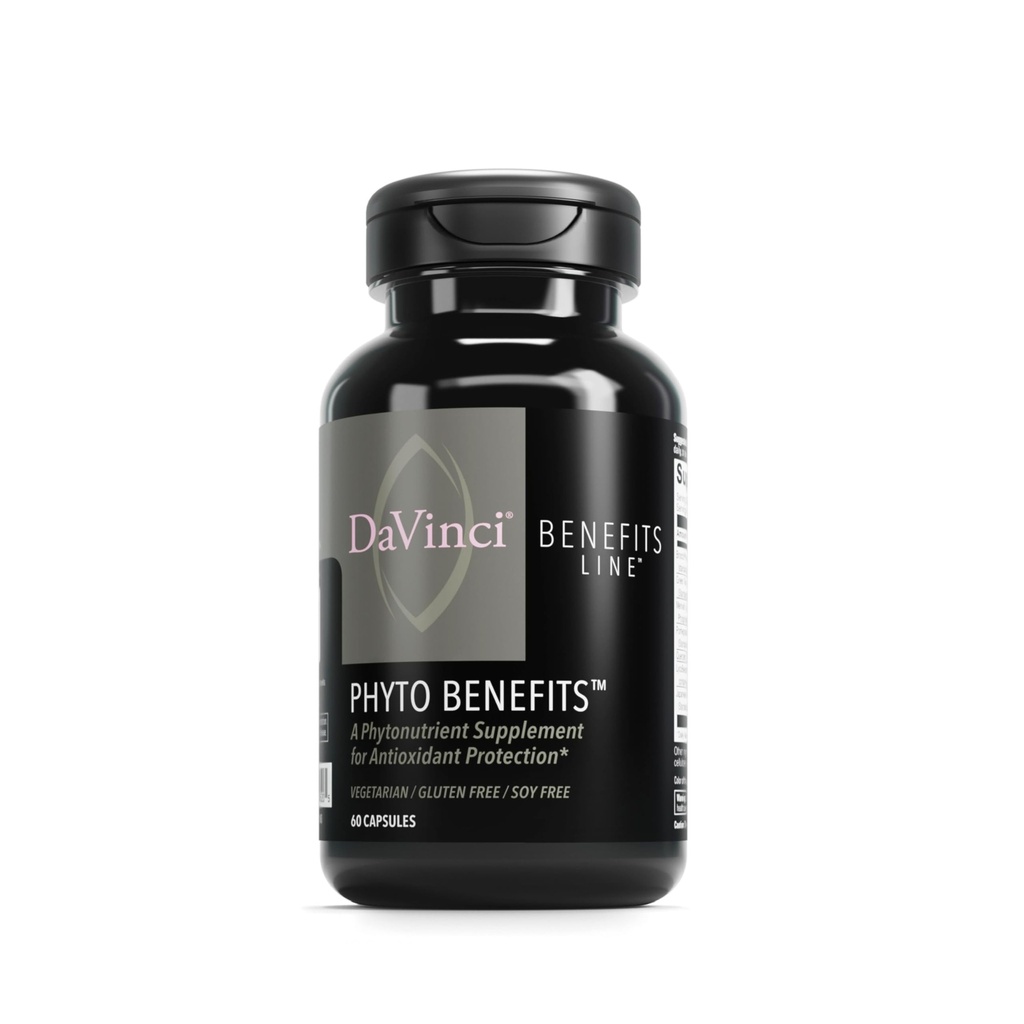 DAVINCI Labs Phyto Benefits - Soutient la santé cardiaque, cérébrale et immunitaire, la production GLP-1 et plus avec Curcumine, Quercetin, Thé vert et plus* - Végétarien, sans gluten, sans soja - 60 capsules