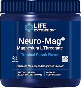 Prolongation de vie Neuro-Mag Magnésium L-Thréonate Poudre Tropical Punch Flavor - 3.293 Ounce