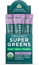 Alimentation ancienne SuperGreens Poudre avec Probiotiques, Bio Berry Flavor Greens, Fabriqué à partir de vrais fruits, légumes et herbes, Soutien digestif et énergétique, 16 Stick Packs, 4.2oz