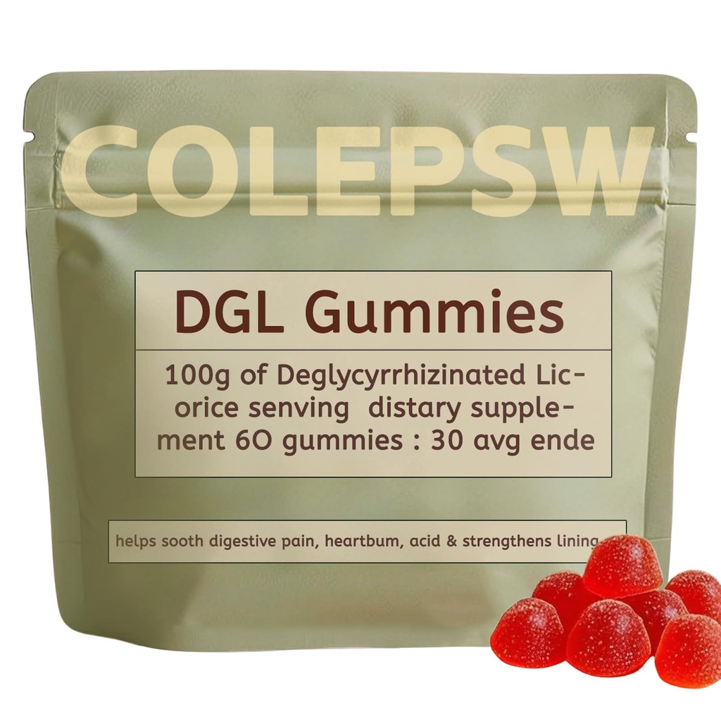 DGL Gummies | Licorice Root Extract, 400mg DGL | Supports Digestive Health | Vegan and Gluten-Free | Delicious Berry Flavor, 60 Gummies (1)