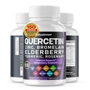 Quercetin Bromelain Zinc Vitamine D3 Elderberry Turmeric Rosemary Sage Bilberry Odorless Ail Green Tea Thistle Origan -150 Capsules- Fabriqué aux États-Unis