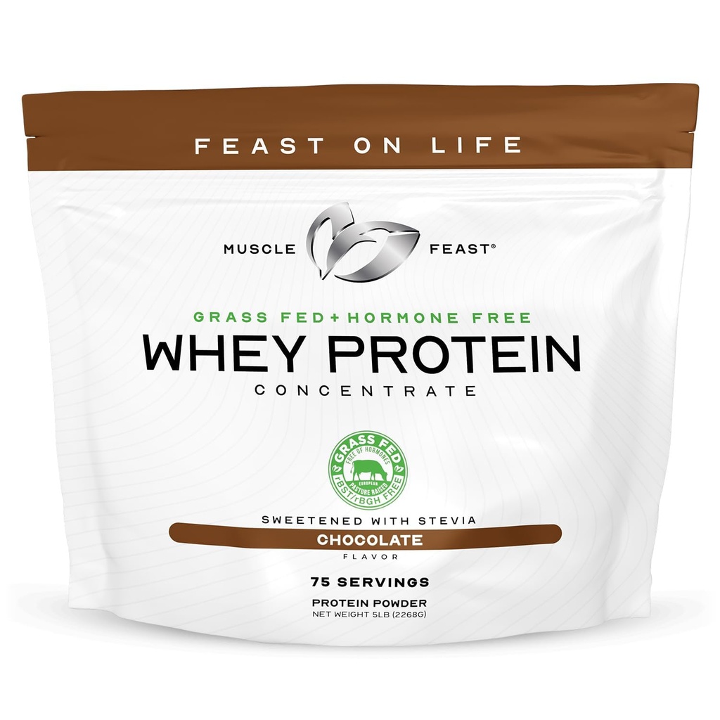 Poudre de concentré de protéines de lactosérum, toute la pâte naturelle, sans hormones, élevée en poudre de protéines de lactosérum pour les femmes et les hommes, propre, sans OGM et sans gluten - chocolat, 5lb